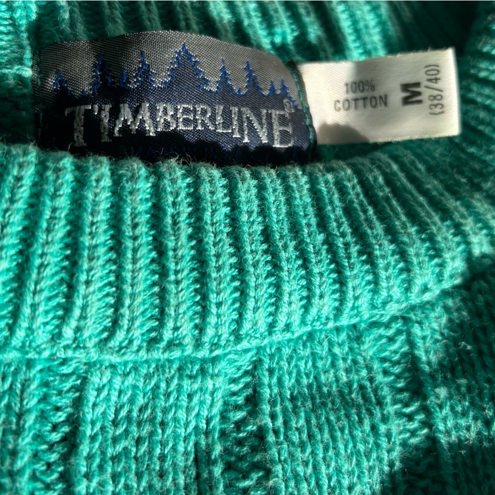 Men's Turquoise-Teal crew neck All-cotton Cable knit Pullover sweater. M (38/40)